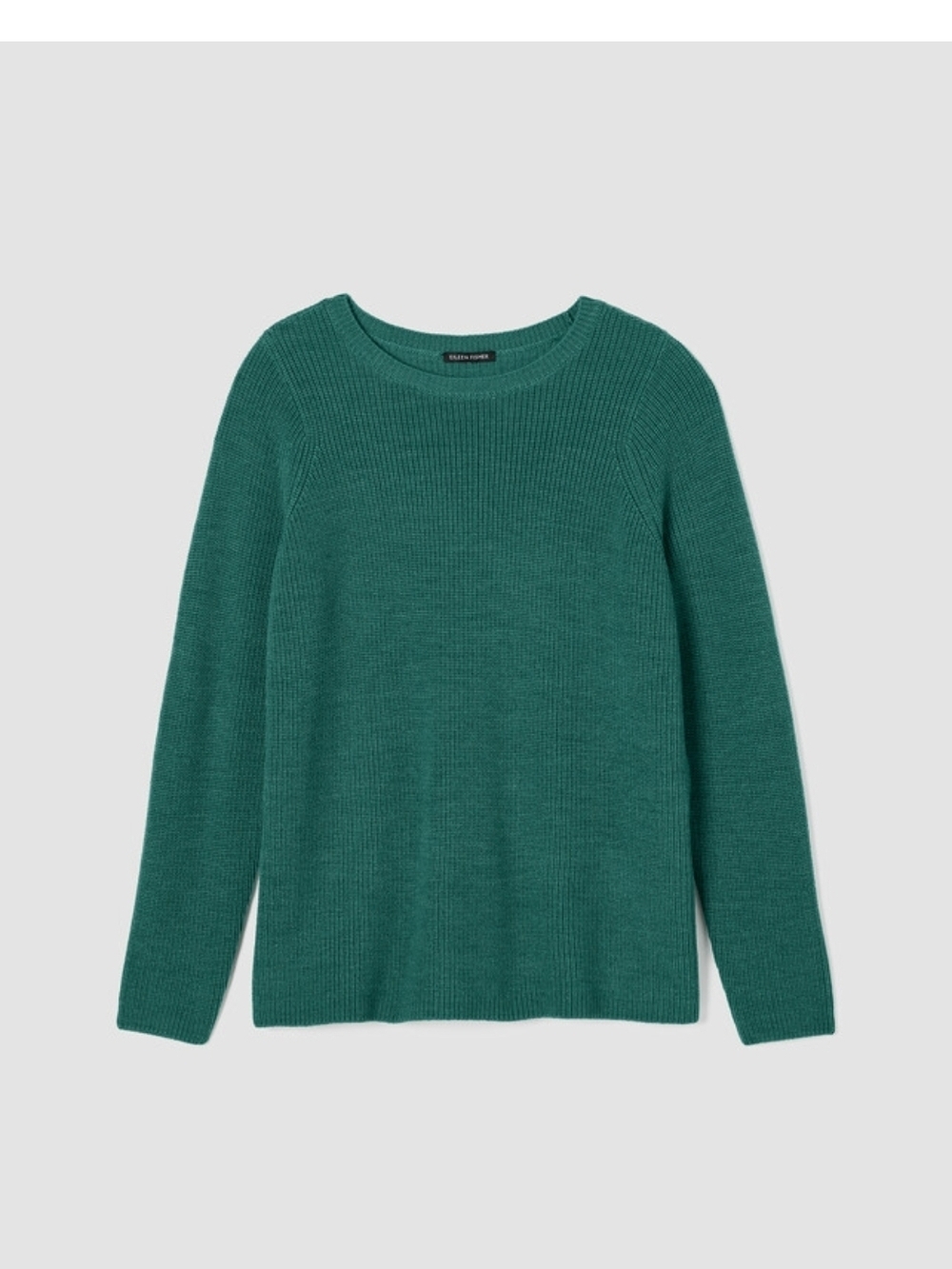 Eileen Fisher Forest Green Crewneck Ribbed Sweater - Picture 3 of 13